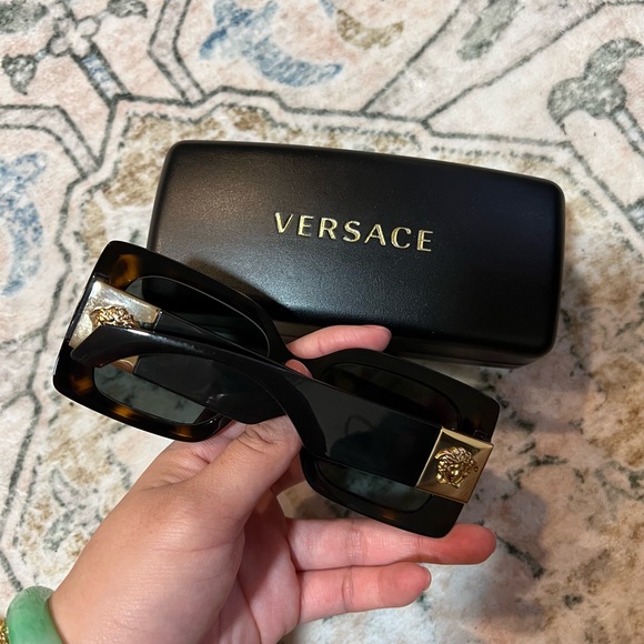 Versace Square Sunglasses in Tortoise - Picture 4 of 6